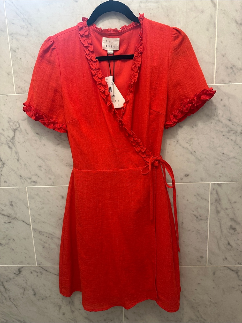 Lost and Wander Red Ruffle Wrap Dress-new